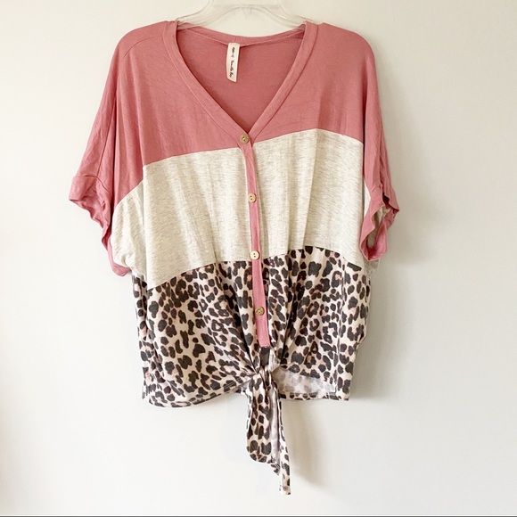 Vanilla Bay Tops - Vanilla Bay Wild Escape Top Pink, Leopard Small